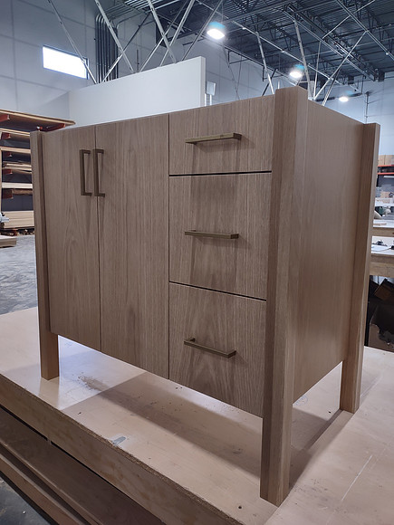 46" White Oak Vanity w/ slab doors $880
