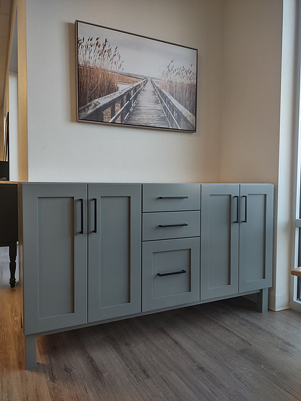61" Double SInk Vanity in Duxbury Grey (blue) $795 Reduced from  $835.